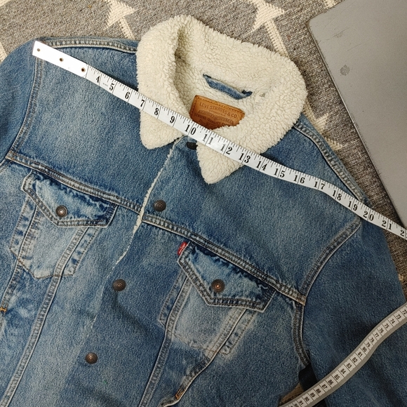 COPY Levi's long Sherpa trucker denim jacket size M - Picture 16 of 16